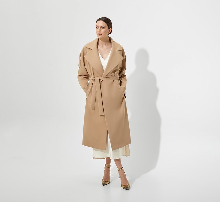 Beige cotton trench coat