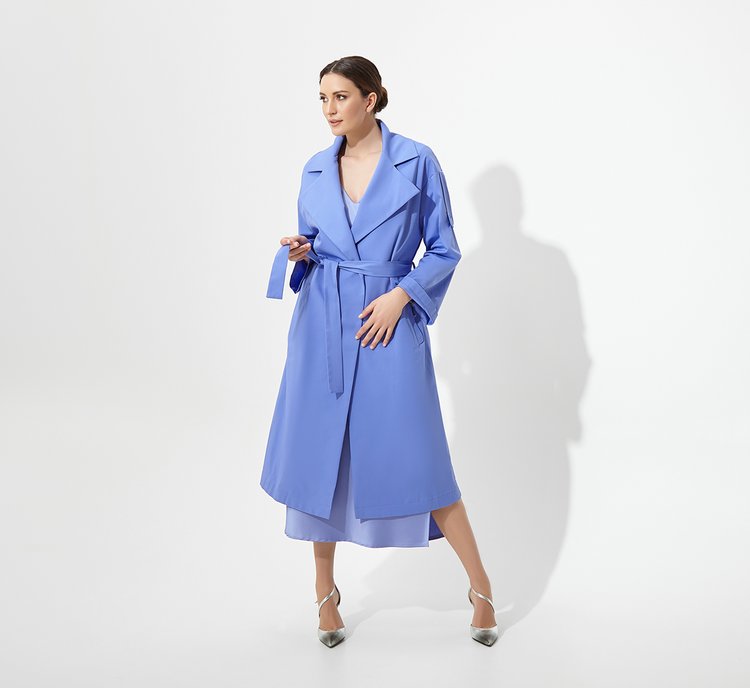 Azure cotton trench coat