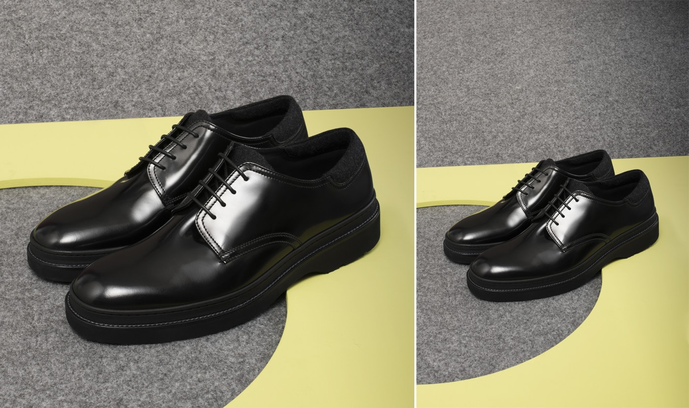 DERBY SHOES WITH RUBBER SOLE AND CASHMERE DETAILS