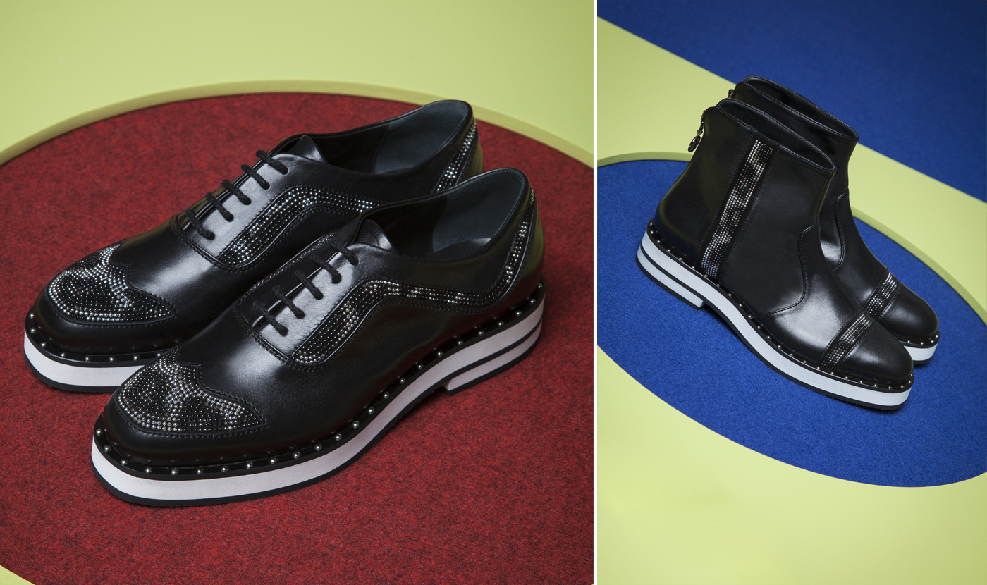 LACE-UPS WITH MICRO-STUDS / ROCK INSPIRED BEATLE BOOTS WITH A RUBBER SOLE