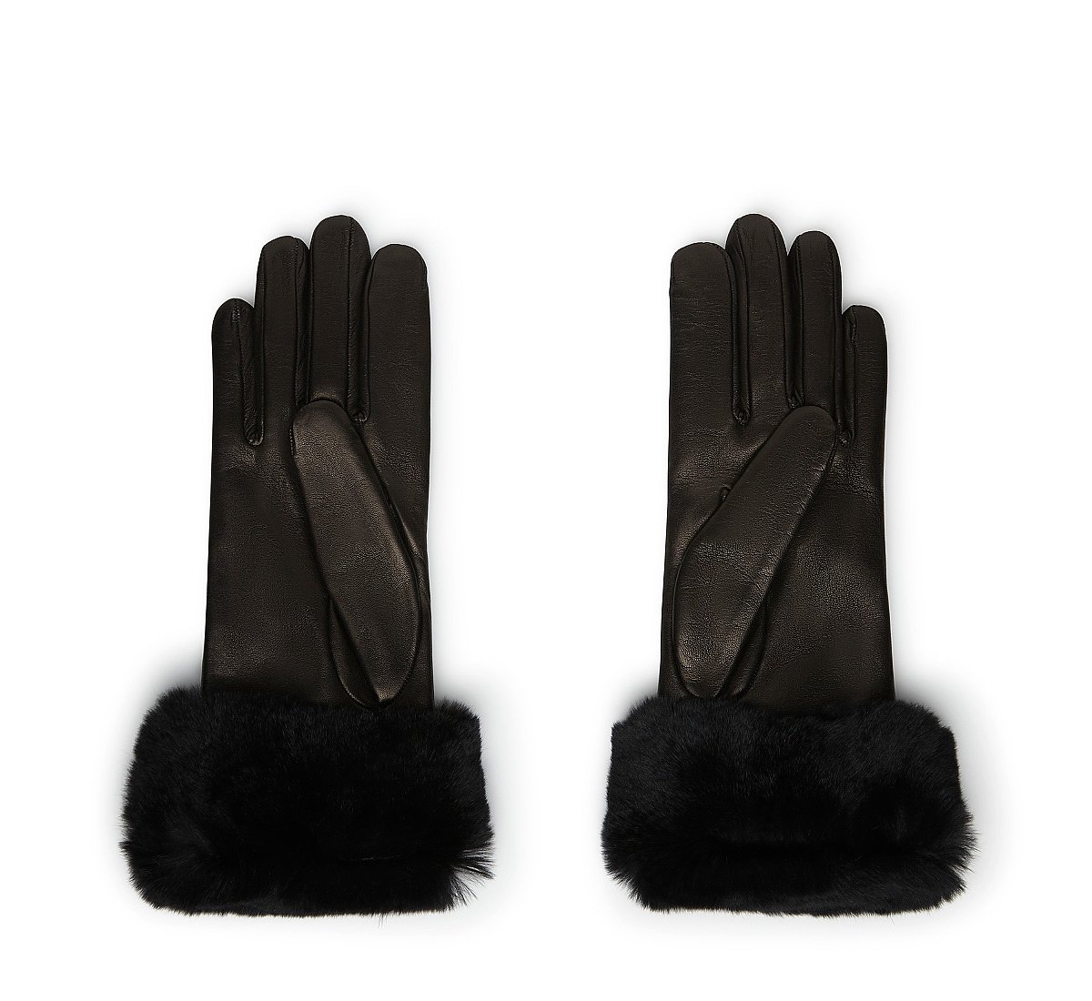 Black gloves with fur trim