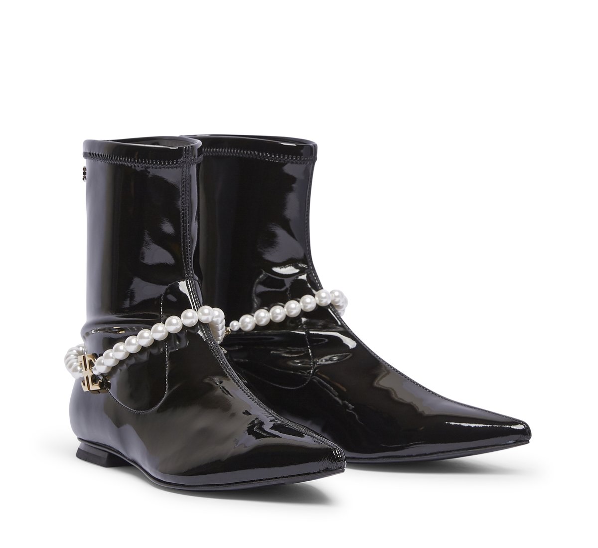 Fabi ankle boot in patent leather with pearl decoration