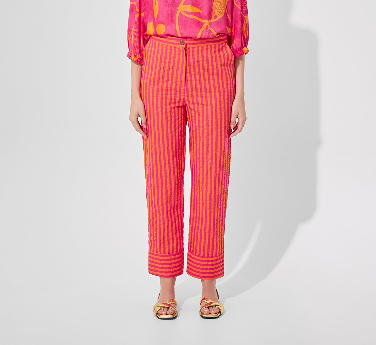 Regular-fit striped trousers